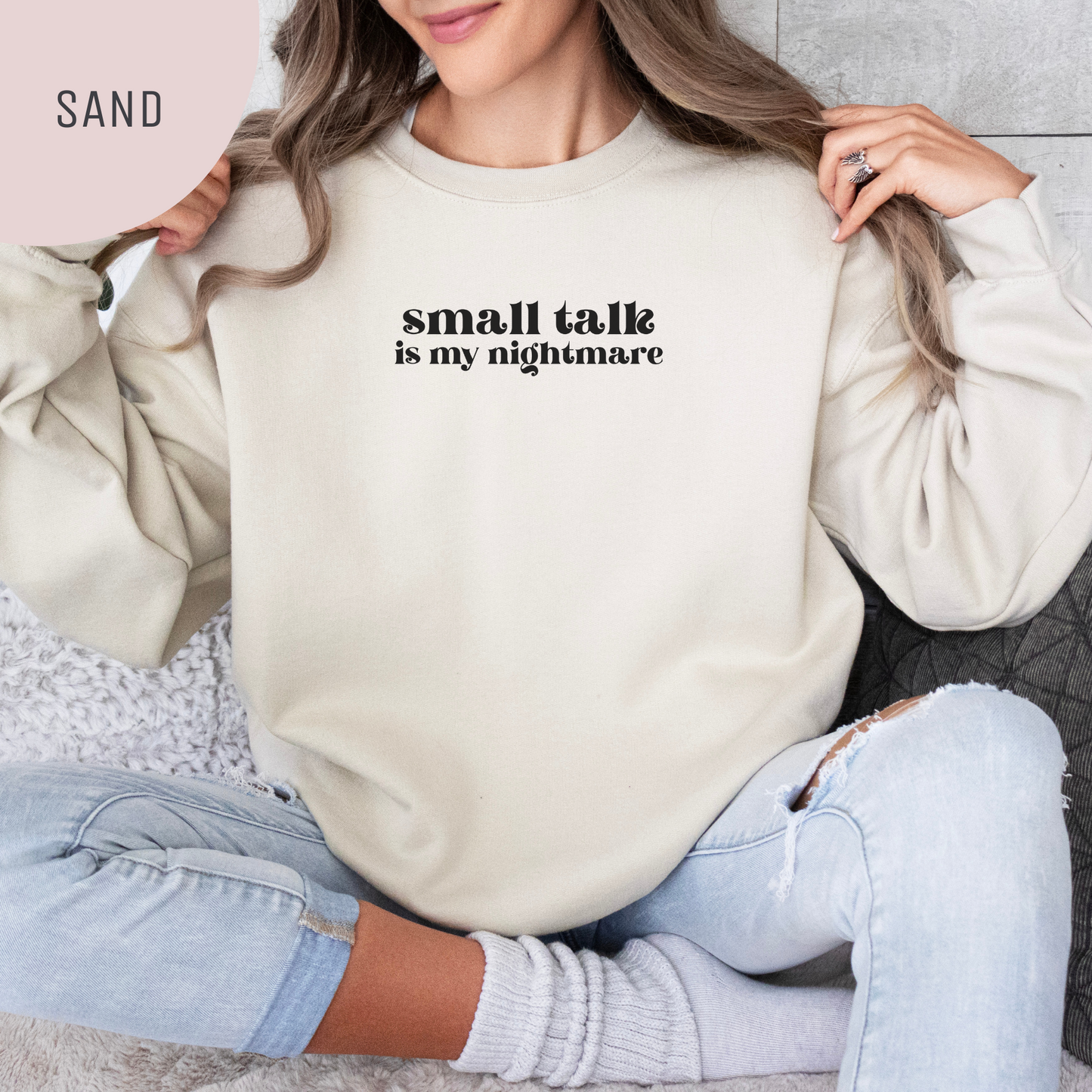 Small Talk is My Nightmare Unisex Crewneck Sweatshirt