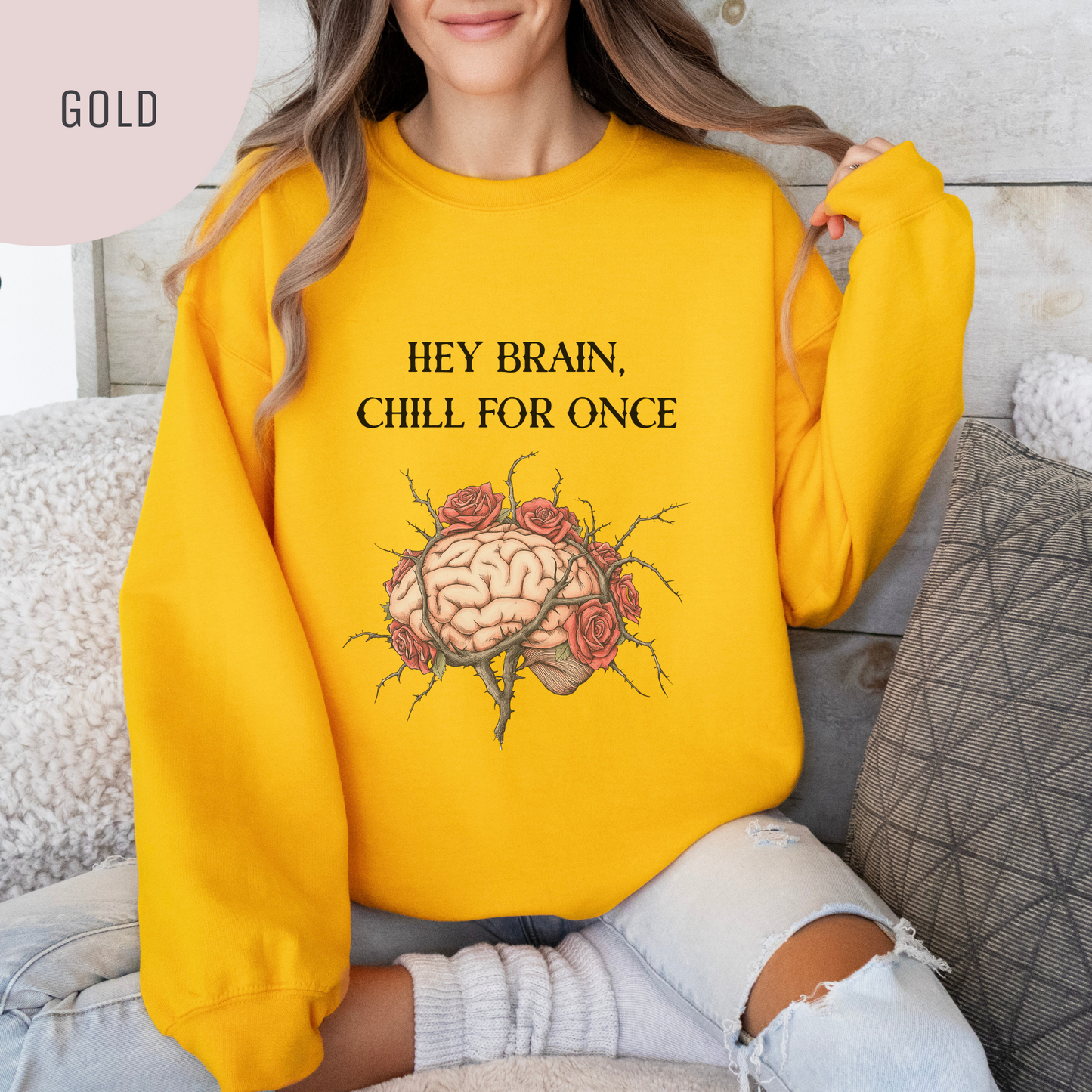 'Hey Brain, Chill For Once' Unisex Crewneck Sweatshirt