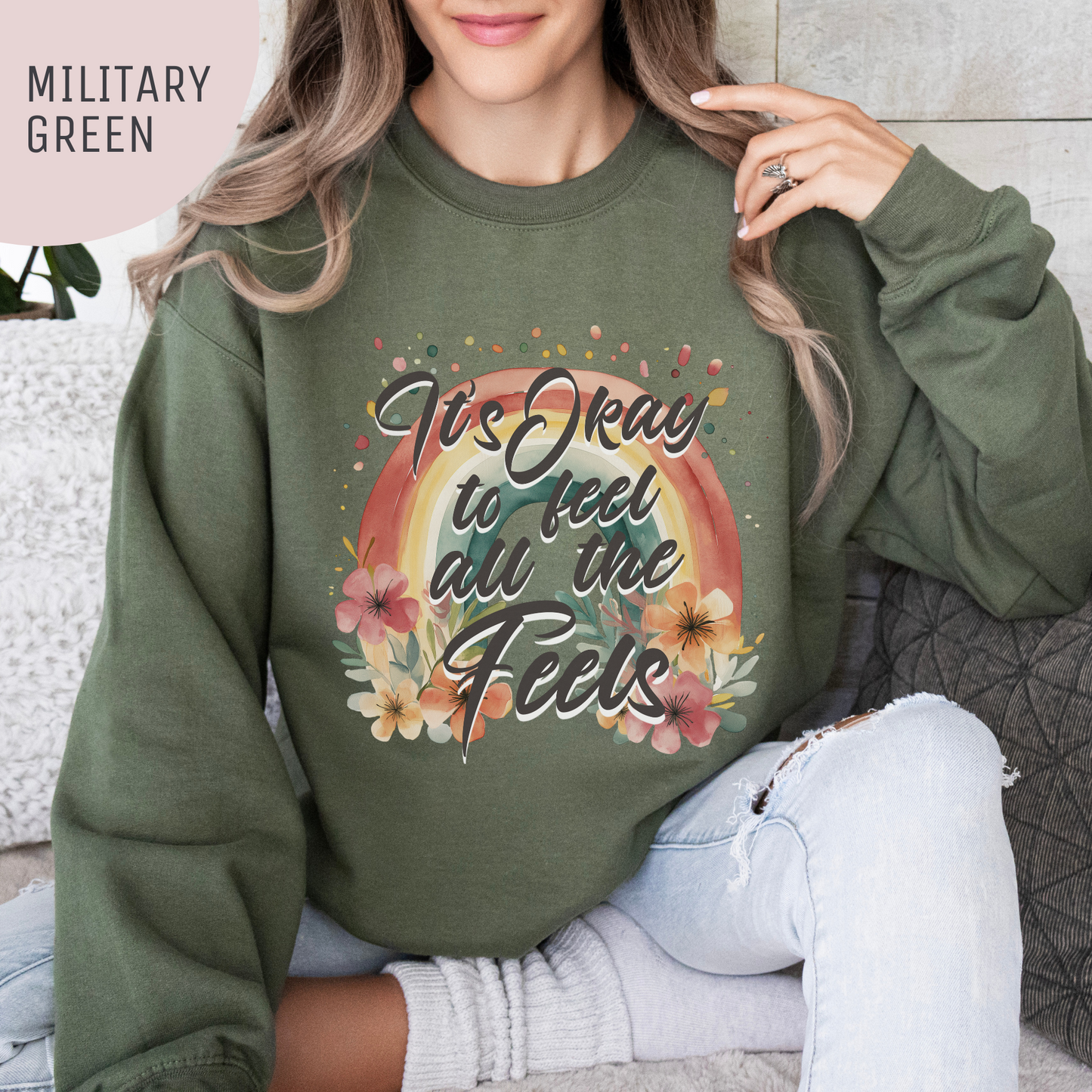 It's Okay to Feel All the Feels Mental Health Awareness Unisex Sweatshirt